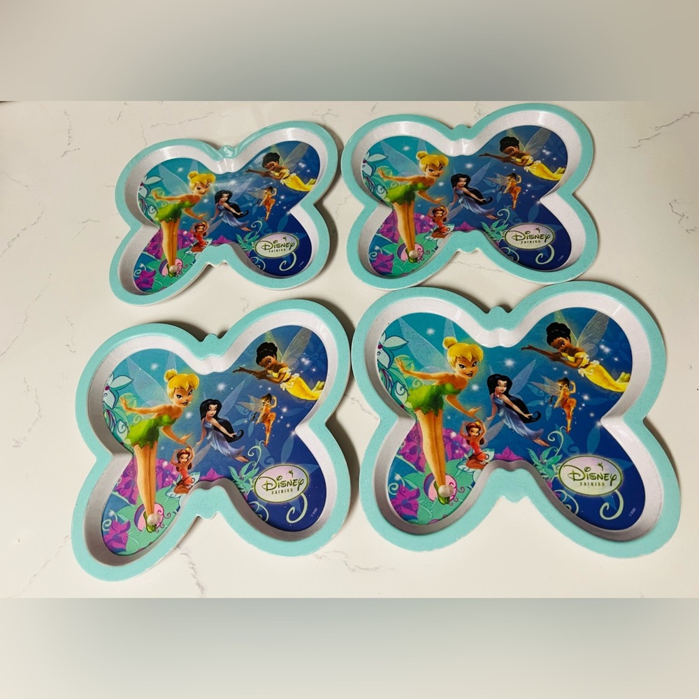 Disney Tinkerbell & Friends Fairies Wing Shape 8.75 In Melamine Plate Set of 4